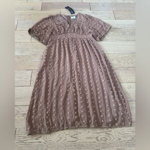 Bella Ella Boutique My Moment MIDI Boho Brown Women’s Dress Sz Large Cottagecore